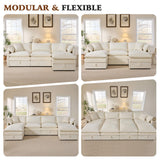 Ihanherry 103" Modular Sectional Sofa with Storage, L Shaped Cloud Couch with Movable Ottomans & 4 Pillows