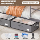 EE-RoomWorld Under Bed Storage with Wheels, No Assemble Required 12 inches height Under Bed Storage bins,Large capacity Rolling Underbed Shoe Storage containers，dorm underbed storage drawers