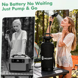 Shcazhcx Manual Portable Shower Pump, Pressurized Camping Shower No Battery, 2.1 Gallon/8L High Pressure Outdoor Shower for Beach, Surf, Camping, Hiking with Insulated Sleeve, White