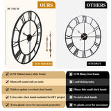 CLXEAST 30 Inch Large Wall Clock Modern, Oversized Roman Numeral Decorative Black Metal Wall Clock for Living Room Decor,House Warming Gifts New Home
