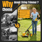 Cordless String Trimmer for Dewalt 20v Battery Powered(No Battery),3-in-1 Cordless Grass Trimmer Electric Weed Wacker Lawn Edger, Weed Eater Cordless Weed Trimmer with Wheel & 8 Spool (Yellow)