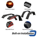 OEDRO Fender Flares w/Signal Lights Compatible with 2018-2026 Jeep Wrangler JL & JLU Unlimited (2-Door & 4-Door), Off-Road Widened Steel Front & Rear 4 PCS Set