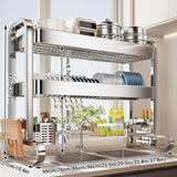 BEBANE Over The Sink Dish Drying Rack, 304 Stainless Steel 2 Tier Racks, Drainer Drying Rack Kitchen Counter,strainers for Kitchen, Glasses(66cm/25.9in)