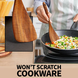 Zulay Kitchen 6-Piece Wooden Spoons for Cooking - Smooth Finish Teak Wood Utensils - Soft Comfort-Grip Cooking Wood Spoons Non-Stick Teak Easy to Clea