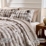 Wajade Fluffy King Comforter Set Tie-Dye Beige Soft & Fuzzy Faux Fur Comforter Luxury Lightweight Plush Bedding Set for Bedroom All Season