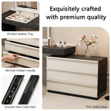 47-70" Extendable Makeup Vanity with Mirror & Drawers, Black Beige