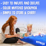 Pittman Outdoors - Kids Air Mattress - Blue Deluxe Blow up Twin Air Mattress for Kids - Inflatable Mattress Includes Electric Pump, Patch Kit & Color Matching Travel Backpack