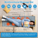 KOCASO Full Body Massage Mat with Heat with Inflatable Head Pillow Electric Vibration Massage Pad Back Massager for Chair 10 Motors 9 Modes 3 Heat Levels Lumbar Pillow for Women Men Home Office Gift