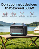 Portable Power Station 1200W Surge, 288Wh LiFePO4 Battery Solar Generator, Power Bank with 600W AC Outlet 110V, PD 100W Output Fast Charging for Outdoors Camping, Home Emergency, Hunting Blackout