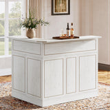 Tribesigns Bar Cabinet, L-Shaped Home Bar Table with Stemware Racks, 4-Tier Corner Bar Unit Liquor Wine Bar Table Reception Desk for Home Pub, White