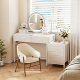 Reversible Computer Desk with 5 Drawers, Sturdy Office Desk with Power Outlets and USB Ports