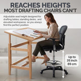 Drafting Chair Tall Office Chair with Arms Executive Ergonomic Standing Desk Chair with Anti Scratch Wheels