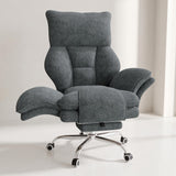 Cross Legged Office Chair with Footrest, Big and Tall Comfy Ergonomic Reclining Executive Chair Wide Seat with Flip-Down Armrests