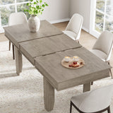 GarveeHome 63 in-86.6 in Extendable Dining Room Table for 6-10, Farmhouse Kitchen Tables w/Wooden Sturdy Frame, Large Rectangular Dinner Table for Dining Room, Kitchen