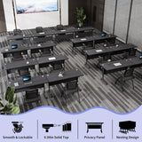 Mobile Folding Conference Table on Wheels, Modern Flip Top Stackable Training Tables