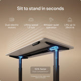 Desktronic HomeOne Standing Desk 60x30 — Ergonomic Sit Stand Home Office Desk, Made in Europe, Electric Dual Motor Height Adjustable, USB & USB-C Charging, Wobble-Free, Touchscreen, 3 Memory Presets