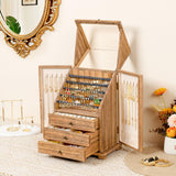 Srillollar Jewelry Box Organizer, Rustic Wooden Jewelry Boxes for Women Girls, Large Storage Earring Holder Organizer Display for Earrings Necklaces Rings Bracelets, Jewelry Case as Gifts for Her