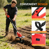Cordless Electric Tiller for Gardening, Garden Tiller, Cordless Cultivator, Rototiller, 800W Brushless Motor w/ 2X 6.0Ah Batteries, 9" Tilling Width & 6.6" Depth, 360 RPM, 4 Steel Blades, Hand Tiller