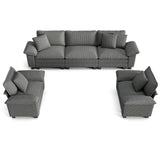 PHI VILLA 3-Piece Modular Sofa Set, 3-Seat Sectional Couch and 2 Armchairs