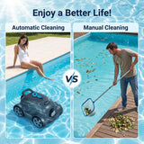 Hinice Cordless Robotic Pool Cleaner,Automatic Pool Vacuum Robot for In-Ground/Above Ground Pools,150 Min Runtime, IPX8 Waterproof, 2200 Sq Ft Coverage (Dark Grey)