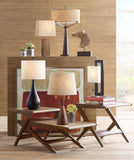 360 Lighting Omar Modern Table Lamp 28 3/4" Tall Warm Brown Wood Hourglass Oatmeal Fabric Tapered Drum Shade for Bedroom Living Room House Home Bedside Nightstand Office Entryway Kids Family