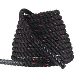 MECCANIXITY Battle Rope 30ft x 1 Inch Polyester Workout Rope Heavy Fitness Exercise Rope for Strength Training Home Gym Muscle Building, Black Red