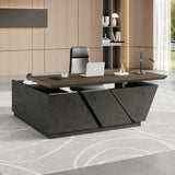 Adjustable Executive Desk - Luxury L Shaped Desk with Drawers, Large Table with File Cabinets