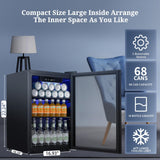 Beverage Refrigerator Cooler 68 Can, Mini Fridge with Glass Door for Beer Drinks Wine Antarctic Star