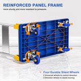 SunHalo Gear Flat Push Cart Dolly, Foldable Flat Bed Cart,Platform Cart Truck with 4 Wheels,440lb Weight Capacity Folding Platform Truck with Handle for Moving and Loading,360 Degree Swivel,(Blue)
