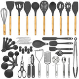 Kaluns 50 PCS Silicone Kitchen Utensils Set Complete Kitchen Set - 800°F Heat Resistant Non-Stick Premium Cooking Utensils, Silicone Spatula Set