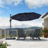 PURPLE LEAF Cantilever Umbrella 10 Feet Round Smooth 360° Rotation Navy
