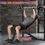XDDIAS Workout Bench, Adjustable Weight Bench with Leg Extension and Leg Curl, Extended Headrest, 900LBS Preacher Curl Bench Incline Decline Flat Workout Bench with A Pair of 55LB Adjustable Dumbbells