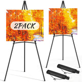 Easel Stand for Sign Portable,66" Easel Display Stand Metal, Adjustable Easels for Display,Wedding Signs, Posters-Black(2 Pack)