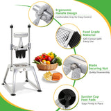 POWLAB Commercial Vegetable Chopper & French Fry Cutter, Stainless Steel Manual Dicer, 3 Blades (1/4", 3/8", 8-Wedge), Suction Base, Fast Tomato Onion Potato Cutter for Restaurant & Home Kitchen