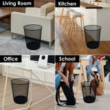 SHSYCER 10-Pack Black Mesh Trash Cans, 6 Gal Mesh Office Trash Can, Open Metal Wire Wastebaskets, Waste Basket Trash Can for Near Desk,Recycling Garbage Container Bin for Office,Home,School