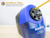 Electric Pencil Sharpener with 6 Sizes and 3 Hole Punch, 40 Sheet Capacity, EZ Squeeze Technology, Blue and Silver Bostitch