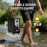 COOLIGO Portable Water Heater for Camping, 4500mah Battery for Propane Camp Shower, 40,900 BTU Tankless Outdoor Shower for Hiking, Travel, Pets & Car Washing
