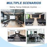 QXYXSM Folding Conference Table, Conference Room Table with Modesty Panel, Flip Top Mobile Training Table, Modular Rolling Meeting Tables for Training Room, Seminar(6,Dark Grey,47.2in