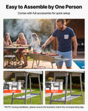 VEVOR Foldable Charcoal Grill, 250 sq.in. Portable Charcoal Barbecue Grill with Liftable Charcoal Tray & Side Tables, Brushed Stainless Steel BBQ Cooking Grills for Outdoor Camping Backyard Parties