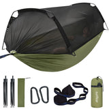 Sunyear Camping Hammock Tent - Portable Hammocks with Mosquito Net (Single/Double, 500lbs Capacity) - Spacious & Anti-Rollover Design with 2 Tree Straps for Hiking, Backpacking, Indoor/Outdoor Use