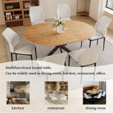 Extendable Round Dining Table Set, Kitchen Table for 4-6 Person with Scratch-Resistant Thickened MDF Board