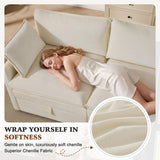 Ihanherry 103" Modular Sectional Sofa with Storage, L Shaped Cloud Couch with Movable Ottomans & 4 Pillows
