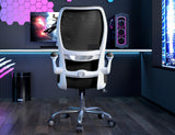 TRALT Ergonomic Office Chair - Desk Chair with Wave High Back Adjustable Lumbar Support Computer Chair - Gaming Chairs Mesh Backrest and PU Leather Seat for Home Reading Chairs to Adults (Black White)