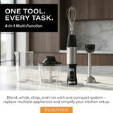 PANOVINO Immersion Blender with Stainless Steel Blending Arm, Whisk & Chopper – Variable Speed Hand Blender, 400W DC Motor, Metal Connector, Mixing Cup Included, Black