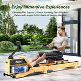 MERACH Water Rowing Machines for Home, Red Oak Wood Rower Machine with 12 Enhanced Resistance Blades, Upgraded Handle, Adjustable Footpad, Dedicated Monitor & Bluetooth App