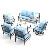 MIXPATIO 6-Piece Patio Conversation Set, Swivel Chairs, Coffee Table, Blue