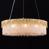 kvtinmty D23.6 Round Crystal Chandelier, Modern Gold Crystal Chandeliers for Dining Room, 10-Light Height Adjustable Chandelier for Living Room Bedroom Entryway Kitchen Island