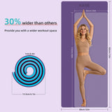 Yoga Mat Thick, 72"x32"x0.4"Th (10mm), Wide Non-Slip Exercise Mat with Carry Strap, Double-Sided POE Fitness Mat for Yoga, Pilates & Floor Workouts (Purple+Sky Blue)