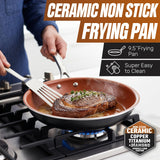 Gotham Steel 12 Pc Ceramic Cookware Set Nonstick, Ceramic Pots and Pans Set Non Stick with Steamer for Cooking, Non Toxic PFOA PFOS Free, Ergonomic Stay Cool Handles, Oven & Dishwasher Safe, Copper