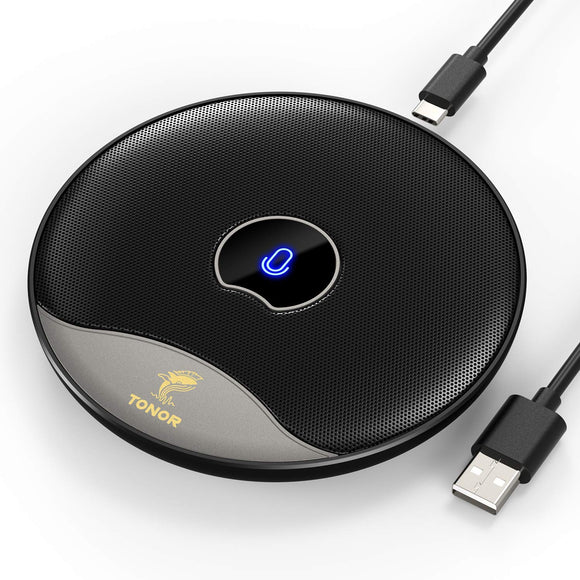 USB Conference Microphone, 360° Omnidirectional PC Computer Condenser Mic with Mute Button TONOR